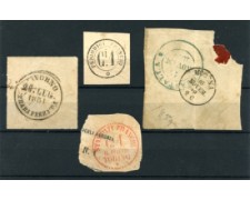 ANNULLI - 1851/59 - LOTTO/11481 -  INSIEME DI 4 ANNULLI SU FRAMMENTO