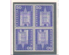 1960 - LBF/2859 - SVIZZERA - 50c. PORTA S.PAOLO - QUARTINA TETE BECHE 1960 - LBF/2859 - SVIZZERA - 50c. PORTA S.PAOLO - QUARTINA TETE BECHE