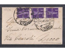 1946 - REGNO DI UMBERTO II° - LBF/496A  - LECCO  BUSTA PER CITTA'