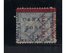 1904 - LBF/610C -  PANAMA - CANAL ZONE - 5c. BLU VARIETA'