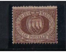 1877/90 - LOTTO/2638 -  SAN MARINO - 30c. BRUNO - T/L