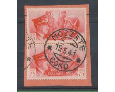 MOZZATE (COMO) - 1941 - LOTTO/REG456UA - REGNO - 75c. FRATELLANZA MOZZATE (COMO) - 1941 - LOTTO/REG456UA - REGNO - 75c. FRATELLANZA