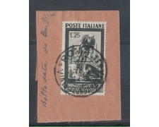 1951 - LOTTO/6152USP - REPUBBLICA - 25 LIRE CICLISMO  ANNULLO FD