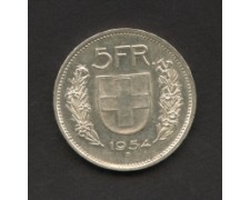 1954 - LOTTO/M15334 - SVIZZERA - 5 FRANCHI  ARGENTO