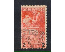 1913 - LOTTO/REG100EaU - REGNO - 2 SU 10c. ROSSO SOPRASTAMPA SPAZIATA