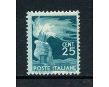 1945 - REPUBBLICA - 25 cent. DEMOCRATICA - NUOVO - LOTTO/30344 1945 - REPUBBLICA - 25 cent. DEMOCRATICA - NUOVO - LOTTO/30344
