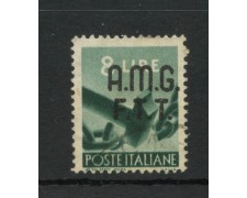 1947/48 - TRIESTE A - LOTTO/47884 - 8 LIRE VERDE SCURO DEMOCRATICA USATO