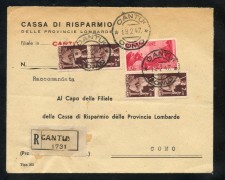 1947 - REPUBBLICA - BUSTA RACCOMANDATA DA CANTU' A COMO - LOTTO/30307 1947 - REPUBBLICA - BUSTA RACCOMANDATA DA CANTU' A COMO - LOTTO/30307