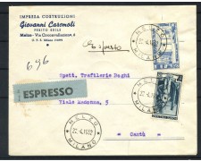 1952 - REPUBBLICA - LOTTO/41720 - 60 LIRE FIERA MILANO SU BUSTA PER ESPRESSO 1952 - REPUBBLICA - LOTTO/41720 - 60 LIRE FIERA MILANO SU BUSTA PER ESPRESSO