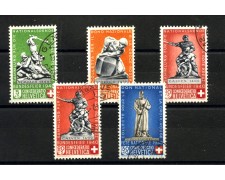 1940 - SVIZZERA - LOTTO/41687 - PRO PATRIA MONUMENTI 5v. - USATI 1940 - SVIZZERA - LOTTO/41687 - PRO PATRIA MONUMENTI 5v. - USATI