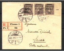 1919 - FIUME - LOTTO/39757 - 15f. su 10f. SEGNATASSE - BUSTA RACC.