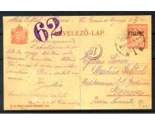 1919 - FIUME - LOTTO/39760 - CARTOLINA POSTALE 10F. - VIAGGIATA