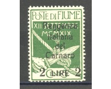 1920 - FIUME - LOTTO/39772 -  2 LIRE SU 5 cent. VERDE POSTA MILITARE - NUOVO