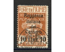 1920 - FIUME - LOTTO/39775 - 10 LIRE SU 20 cent. OCRA POSTA MILITARE - USATO