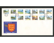 1989 - JERSEY - LOTTO/41778 - VEDUTE  13v. - BUSTA FDC