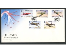 1990 - JERSEY - LOTTO/41781 - STORIA DELL'AVIAZIONE 5v. - BUSTA FDC