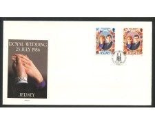 1986 - JERSEY - LOTTO/41786 - NOZZE PRINCIPE ANDREA 2v. - BUSTA FDC