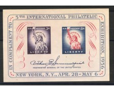 1956 - STATI UNITI - ESPOSIZIONE FILATELICA - FOGLIETTO - NUOVO - LOTTO/35653