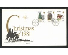 1981 - JERSEY - LOTTO/41801 - NATALE  3v. - BUSTA FDC