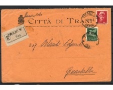 1945 - LUOGOTENENZA - LOTTO/40319 - BUSTA DA TRANI A GUSTALLA AFFRANCATURA MISTA 1945 - LUOGOTENENZA - LOTTO/40319 - BUSTA DA TRANI A GUSTALLA AFFRANCATURA MISTA