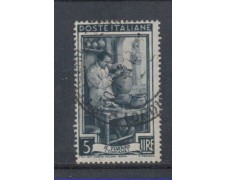 1950 - LOTTO/6118UDB - REPUBBLICA - 5 LIRE LAVORO FILIG. DB USAT