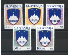 1992 - SLOVENIA - STEMMA REPUBBLICA 5v. - NUOVI - LOTTO/33648