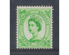1952 - LBF/2510 - GRAN BRETAGNA - 7p. VERDE ELISABETTA 1952 - LBF/2510 - GRAN BRETAGNA - 7p. VERDE ELISABETTA