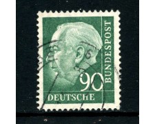 1957 - GERMANIA FEDERALE - 90p. VERDE  HEUSS - USATO - LOTTO/30806U