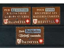 1942 - SVIZZERA - PROPAGANDA RECUPERO MATERIE USATE 3v. - USATI - LOTTO/3102U 1942 - SVIZZERA - PROPAGANDA RECUPERO MATERIE USATE 3v. - USATI - LOTTO/3102U