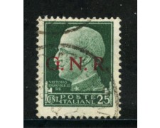 1943 - REPUBBLICA SOCIALE - 25c. SOPRASTAMPATO GNR - USATO - LOTTO/29860 1943 - REPUBBLICA SOCIALE - 25c. SOPRASTAMPATO GNR - USATO - LOTTO/29860