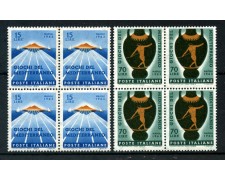 1963 - LOTTO/6419Q - REPUBBLICA - GIOCHI DEL MEDITERRANEO 2v. - QUARTINE NUOVI 1963 - LOTTO/6419Q - REPUBBLICA - GIOCHI DEL MEDITERRANEO 2v. - QUARTINE NUOVI