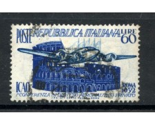 1952 - REPUBBLICA - DIRITTO AERONAUTICO (ICAO) - USATO - LOTTO/6187U 1952 - REPUBBLICA - DIRITTO AERONAUTICO (ICAO) - USATO - LOTTO/6187U