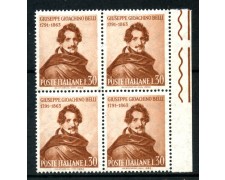 1963 - LOTTO/6421Q - REPUBBLICA - GIOACCHINO BELLI - QUARTINA NUOVI 1963 - LOTTO/6421Q - REPUBBLICA - GIOACCHINO BELLI - QUARTINA NUOVI