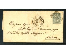 1870 - REGNO - 5 Cent. VERDE GRIGIO SU BUSTINA ANNULLO MILANO STAZIONE - LOTTO/31965 1870 - REGNO - 5 Cent. VERDE GRIGIO SU BUSTINA ANNULLO MILANO STAZIONE - LOTTO/31965