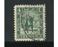 1950 - CIRENAICA AUTONOMA - 4m. VERDE CAVALIERE SENUSSITA - USATO - LOTTO/32009 1950 - CIRENAICA AUTONOMA - 4m. VERDE CAVALIERE SENUSSITA - USATO - LOTTO/32009