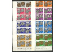 1972 - LOTTO/7940Q - SAN MARINO - MONETE 8v. - QUARTINE NUOVI