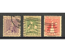 1917 - SVIZZERA - LOTTO/40643 - PRO JUVENTUTE 3v. - USATI 1917 - SVIZZERA - LOTTO/40643 - PRO JUVENTUTE 3v. - USATI