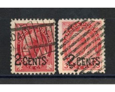 1899 - CANADA - LOTTO/39327 - 2c. su 3c. ROSSO - R.VITTORIA - USATI 1899 - CANADA - LOTTO/39327 - 2c. su 3c. ROSSO - R.VITTORIA - USATI