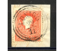 1859 - LOMBARDO VENETO - LOTTO/40566 - 5 SOLDI ROSSO - USATO SU FRAMMENTO  LONIGO