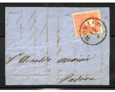 1860 - LOMBARDO VENETO - LOTTO/40568 - 5 SOLDI ROSSO - LETTERA DA ROVIGO A PADOVA