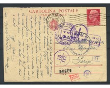 1942 - REGNO - LOTTO/48181 - CARTOLINA POSTALE PER LA FRANCIA CENSURA 1942 - REGNO - LOTTO/48181 - CARTOLINA POSTALE PER LA FRANCIA CENSURA