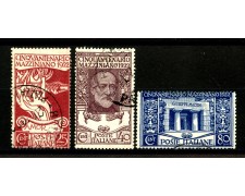 1922 - REGNO - LOTTO/39997 - GIUSEPPE MAZZINI 3v. - USATI