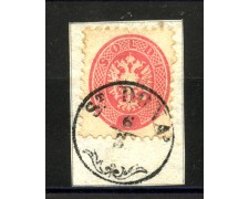 1864 - LOMBARDO VENETO - LOTTO/40586 - 5  SOLDI ROSA  STEMMA - USATO SU FRAMMENTO  St. DONA