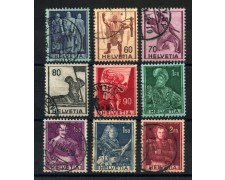 1941 - LOTTO/39366 - SVIZZERA - SOGGETTI STORICI 9v. - USATI 1941 - LOTTO/39366 - SVIZZERA - SOGGETTI STORICI 9v. - USATI