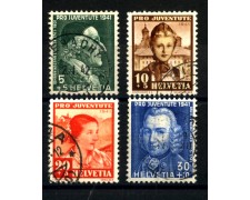 1941 - LOTTO/39370 - SVIZZERA - PRO JUVENTUTE 4v. - USATI 1941 - LOTTO/39370 - SVIZZERA - PRO JUVENTUTE 4v. - USATI