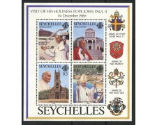 1986 - SEICHELLES - LOTTO/35976 -  VISITA DI PAPA G. PAOLO II° - FOGLIETTO - NUOVO - 