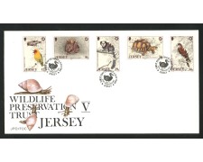 1988 - JERSEY - LOTTO/41502 - PROTEZIONE  ANIMALI 5v. - BUSTA FDC