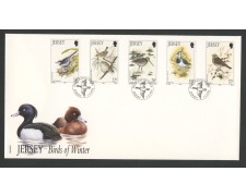 1992 - JERSEY - LOTTO/41503 - UCCELLI INVERNALI 5v. - BUSTA FDC
