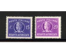 1949 - REPUBBLICA - LOTTO/40865 - RECAPITO AUTORIZZATO 2v. - NUOVI 1949 - REPUBBLICA - LOTTO/40865 - RECAPITO AUTORIZZATO 2v. - NUOVI