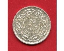 1939 - TUNISIA - 20 FRANCHI ARGENTO - LOTTO/M37998